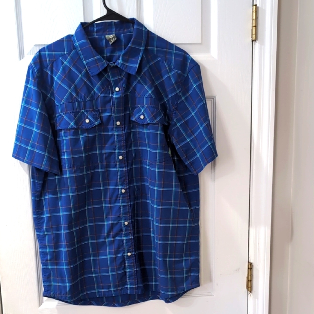 Stio Men's Blue Plaid Shirt Large